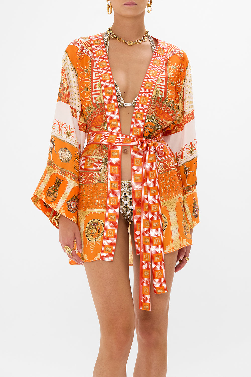 CAMILLA Short Kimono Wrap in The Obelisk Gate Print.