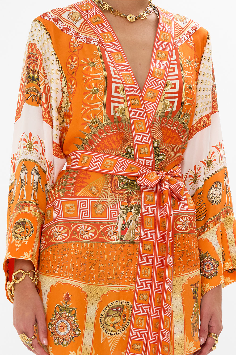 CAMILLA Short Kimono Wrap in The Obelisk Gate Print.