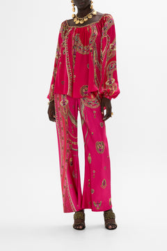 CAMILLA Flared Blouson Sleeve Blouse in Kissed By A Cobra print