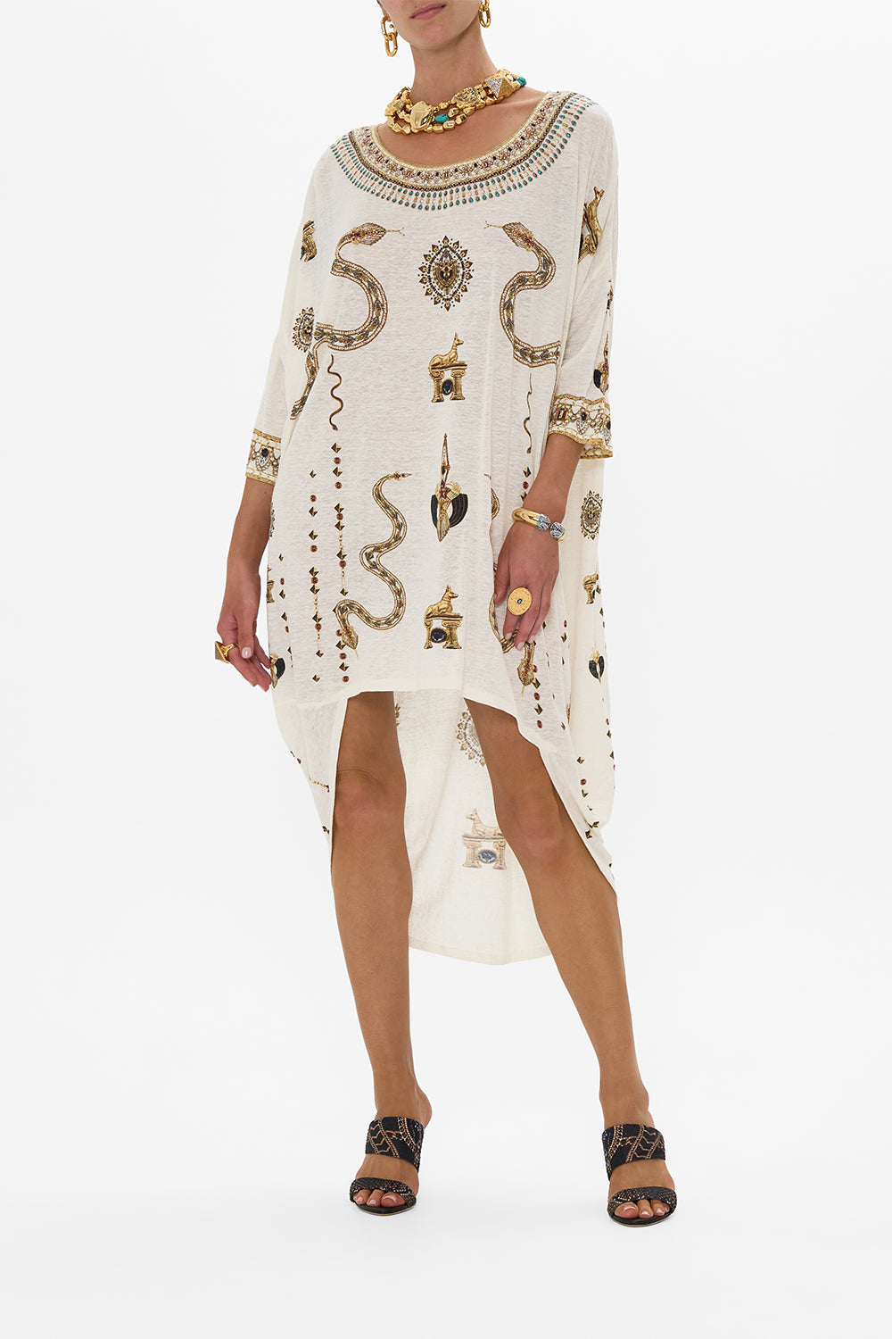 CAMILLA Scoop Back Hem Lounge Dress in Goddess Energy print