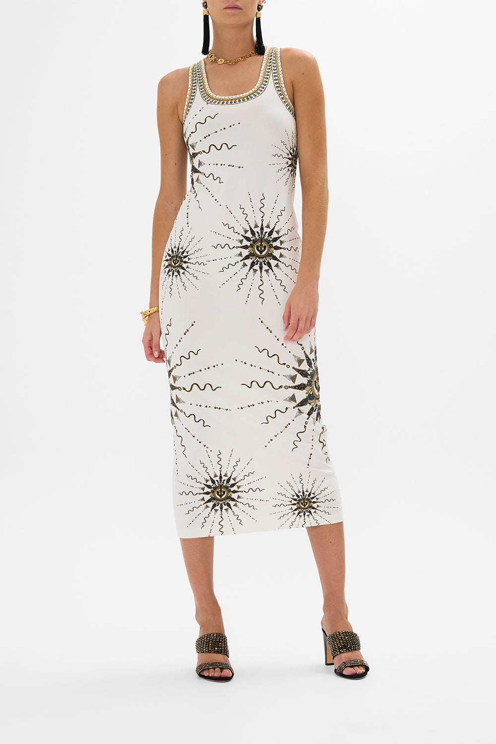 CAMILLA Jersey Scoop Neck Tank Dress in Goddess Energy print