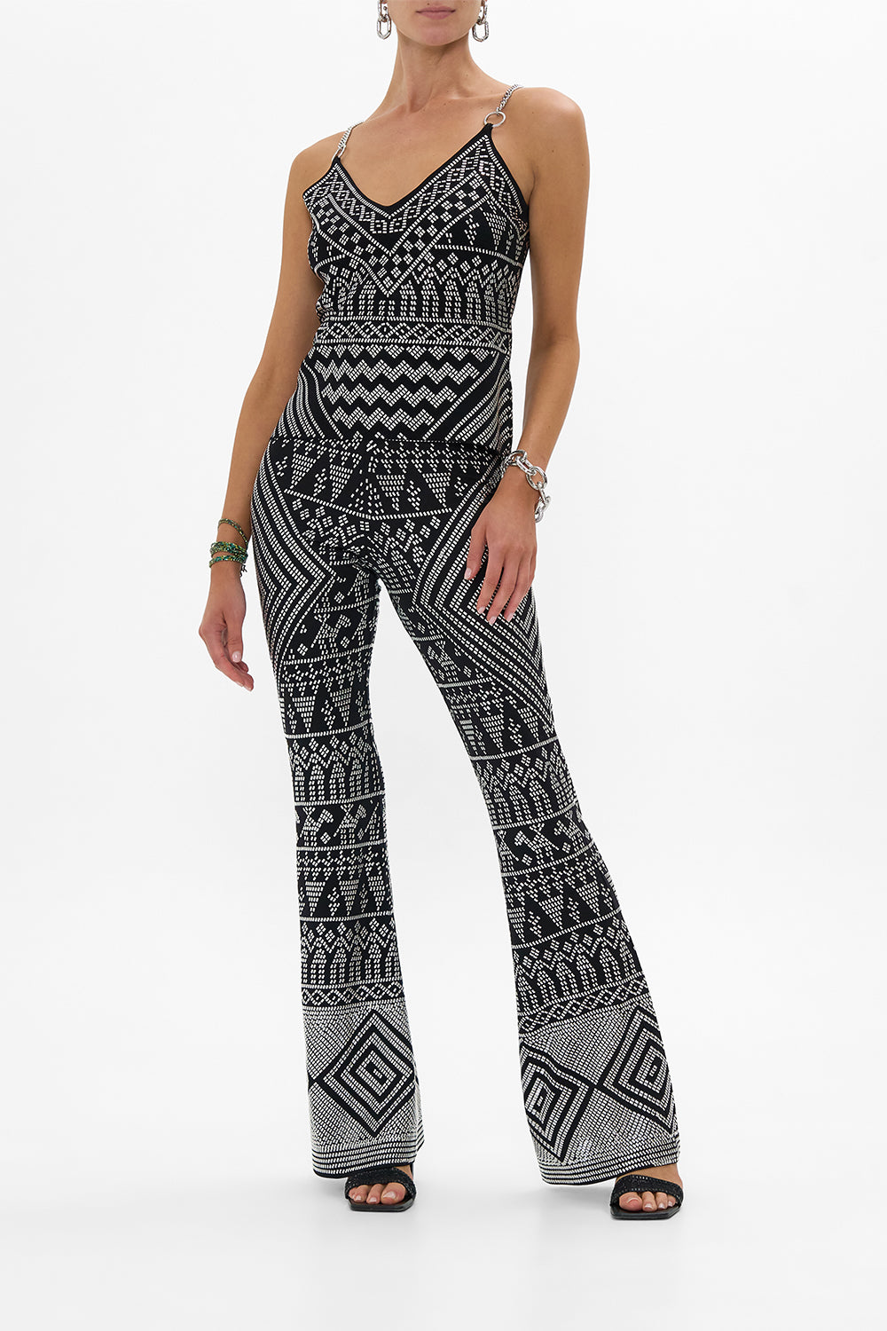 CAMILLA Jersey Flare Pant With All Over Hotfix in The Egypt Effect print