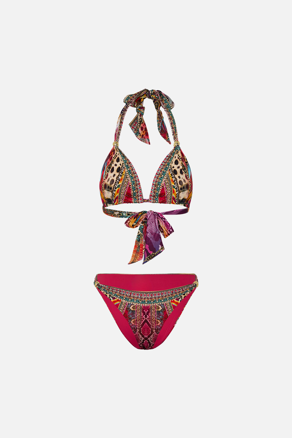 CAMILLA Soft Tie Bikini with Trim in Sahara Supernatural print.