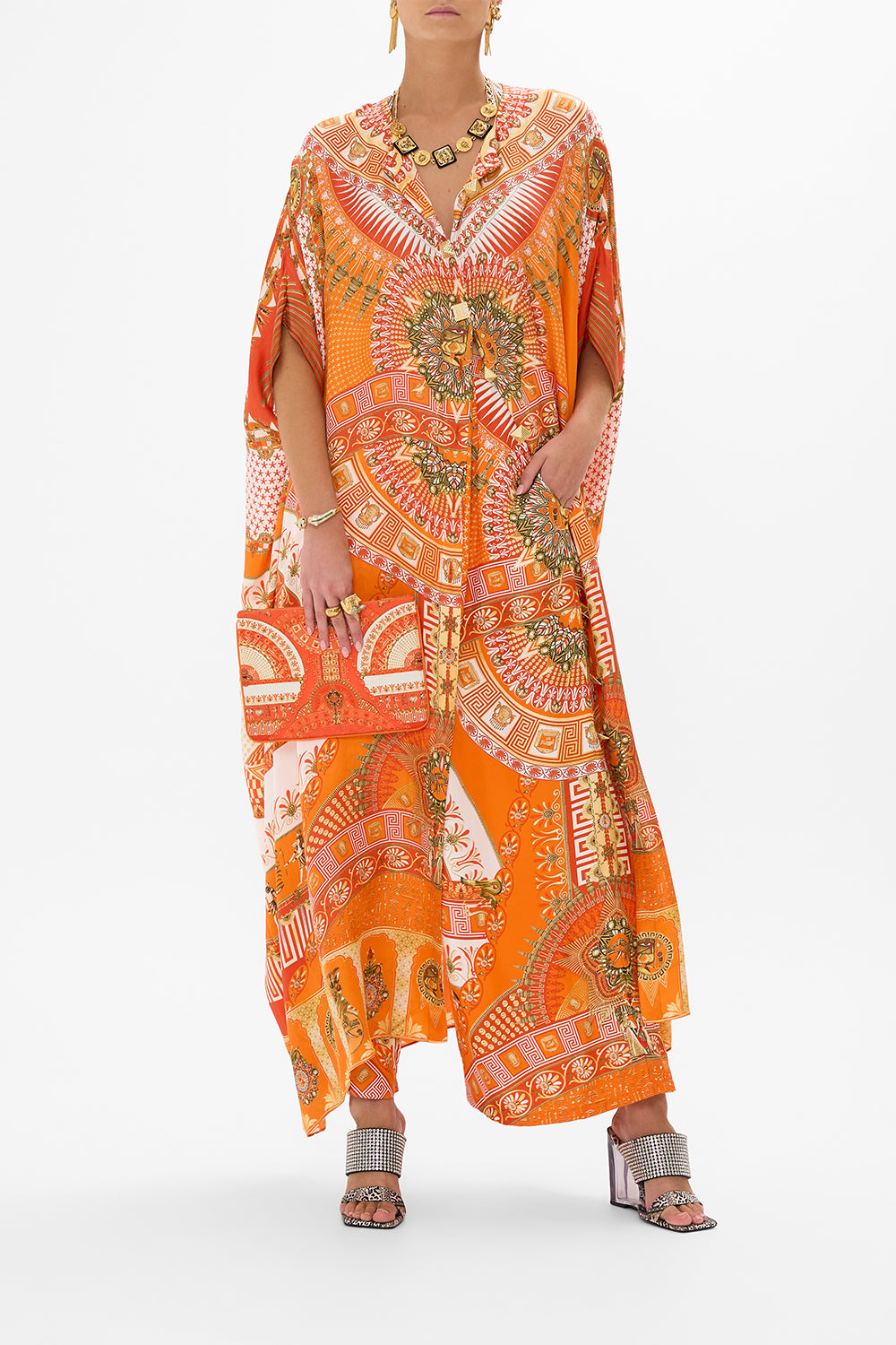 CAMILLA Small Canvas Clutch in The Obelisk Gate Print