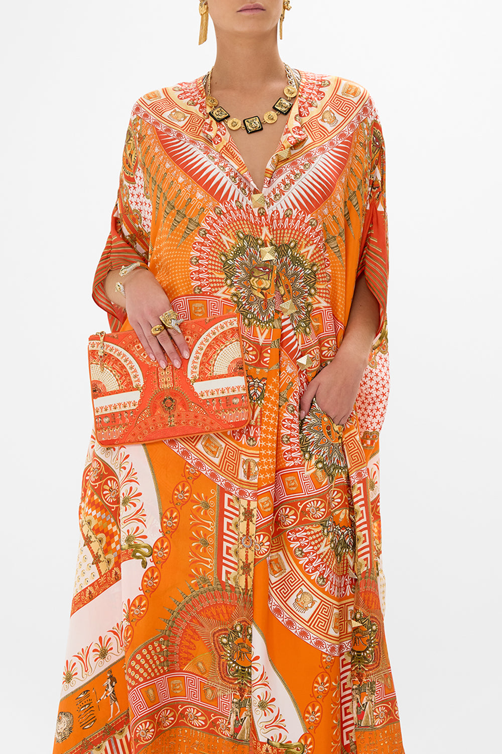 CAMILLA Small Canvas Clutch in The Obelisk Gate Print