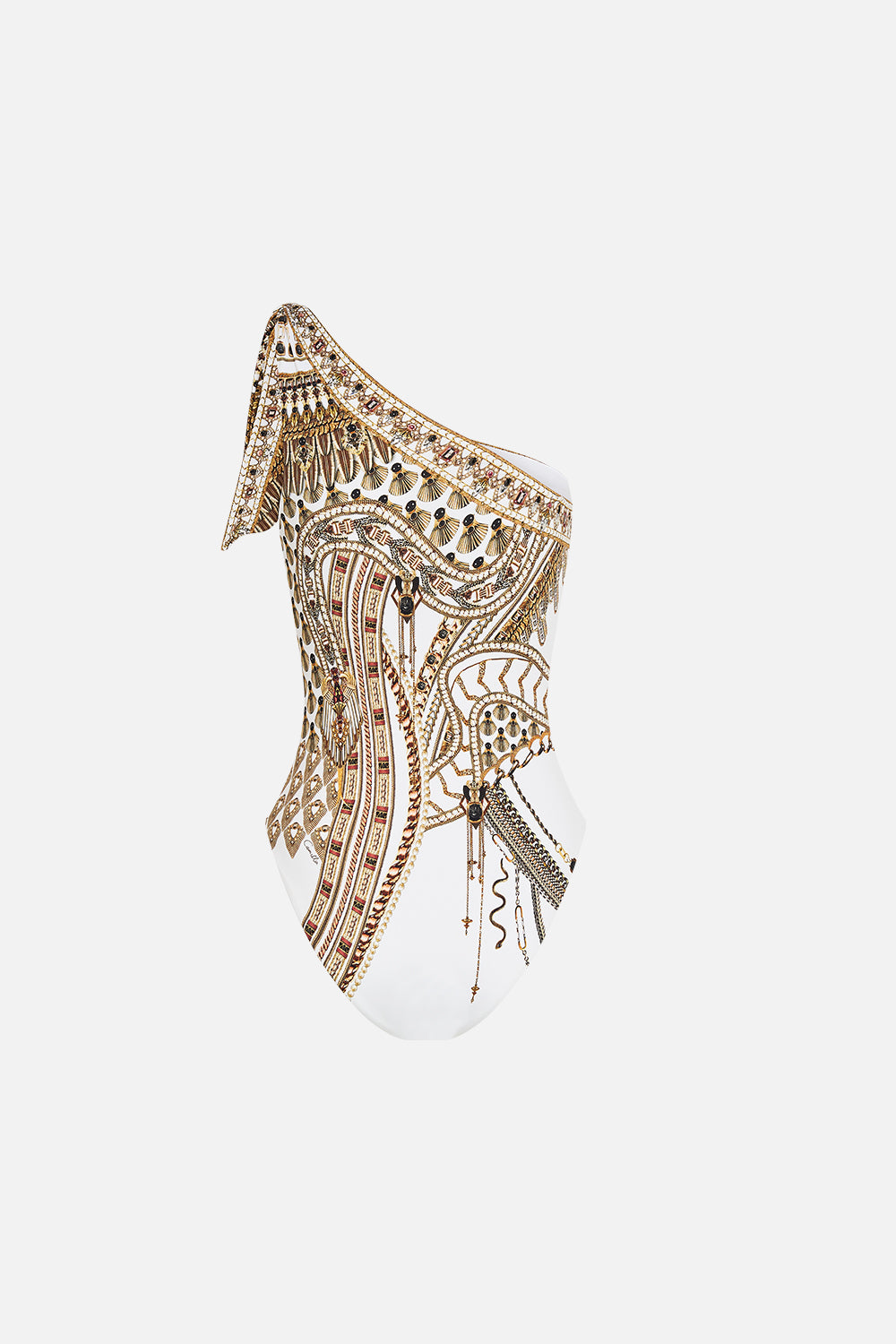 ONE SHOULDER TIE ONE PIECE WITH TRIM GODDESS ENERGY