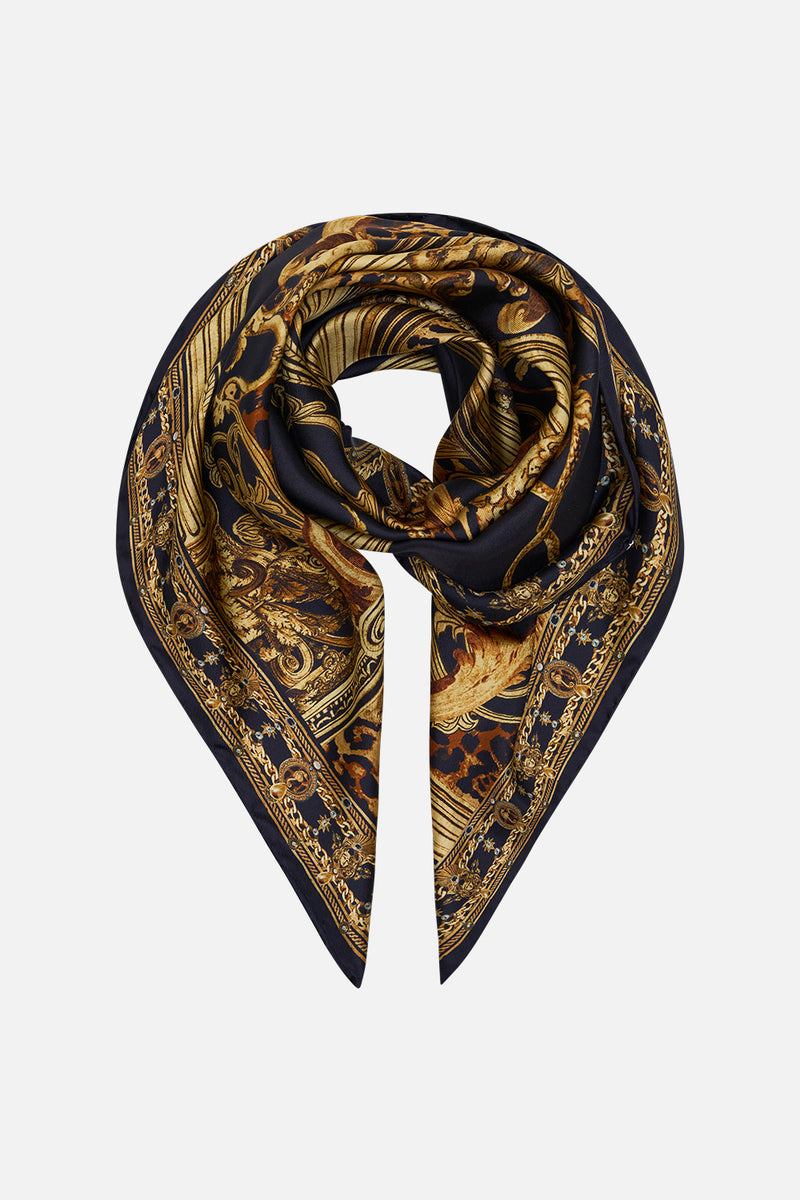 LARGE CRYSTALLED SILK SQUARE SCARF THE CALL OF CATALONIA