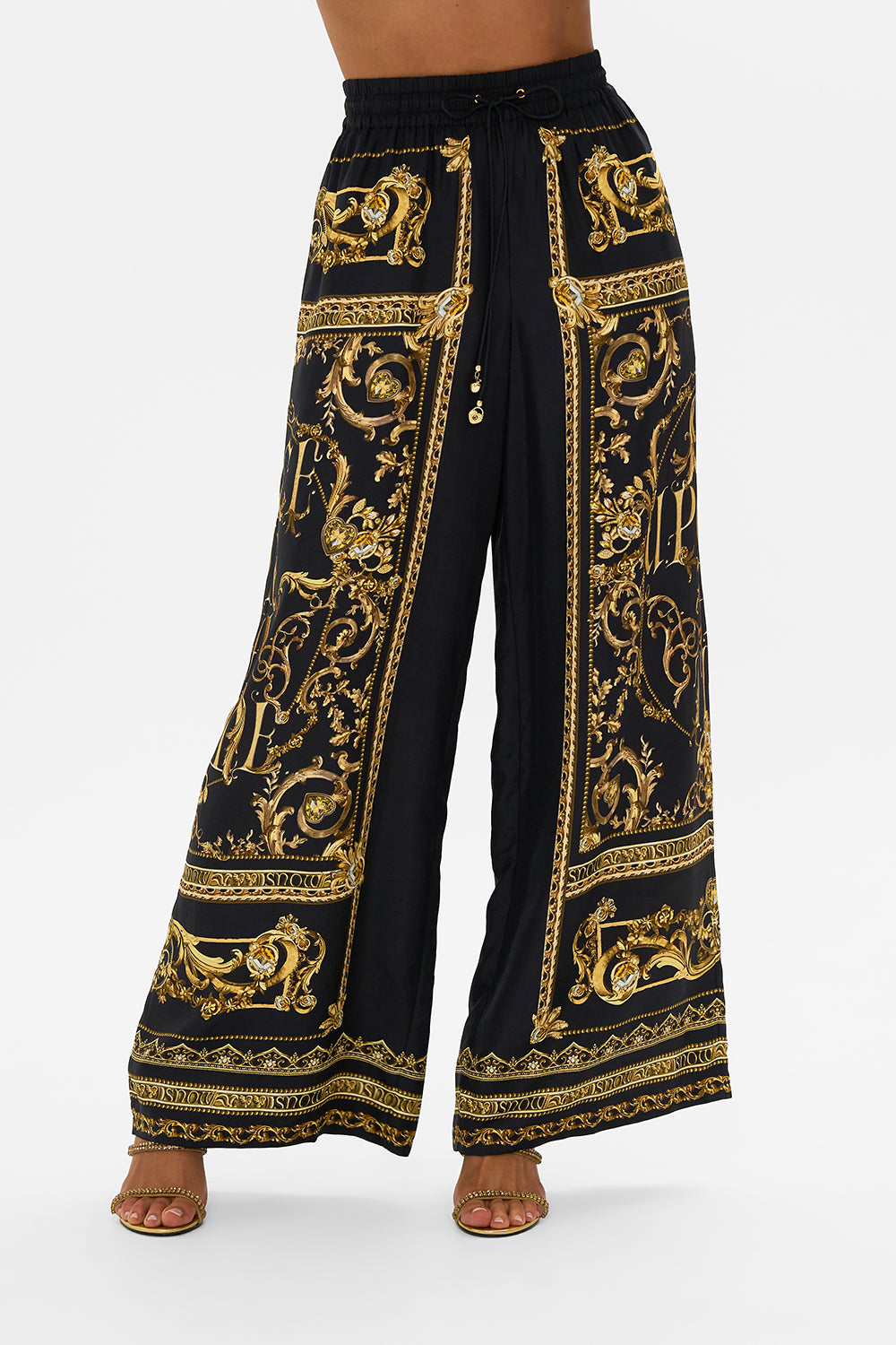 Disney CAMILLA silk pants in Once Upon A Time print
