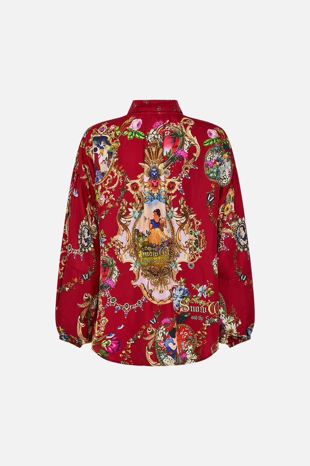 Disney CAMILLA silk blouse in Just One Bite Snow White print