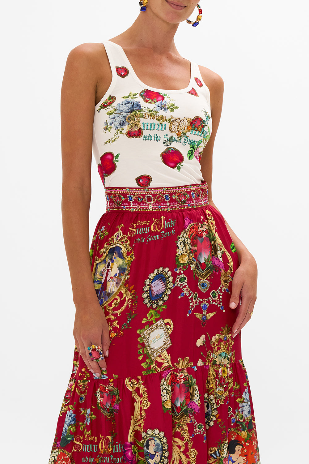 Disney jersey tank in Just one Bite Snow White print