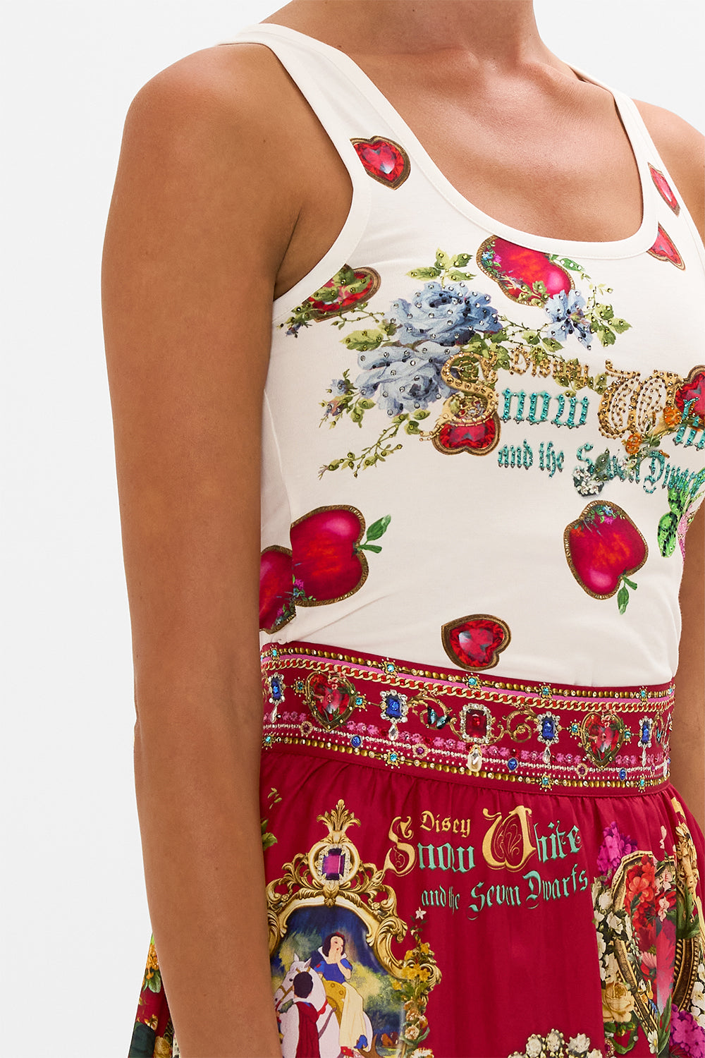Disney jersey tank in Just one Bite Snow White print
