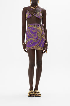 CAMILLA Short Draped Sarong in Luxorland Lady print