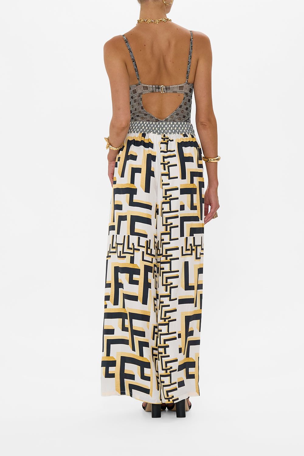 CAMILLA Stretch Mesh Underwire Bodysuit in Temples of Dendara Print