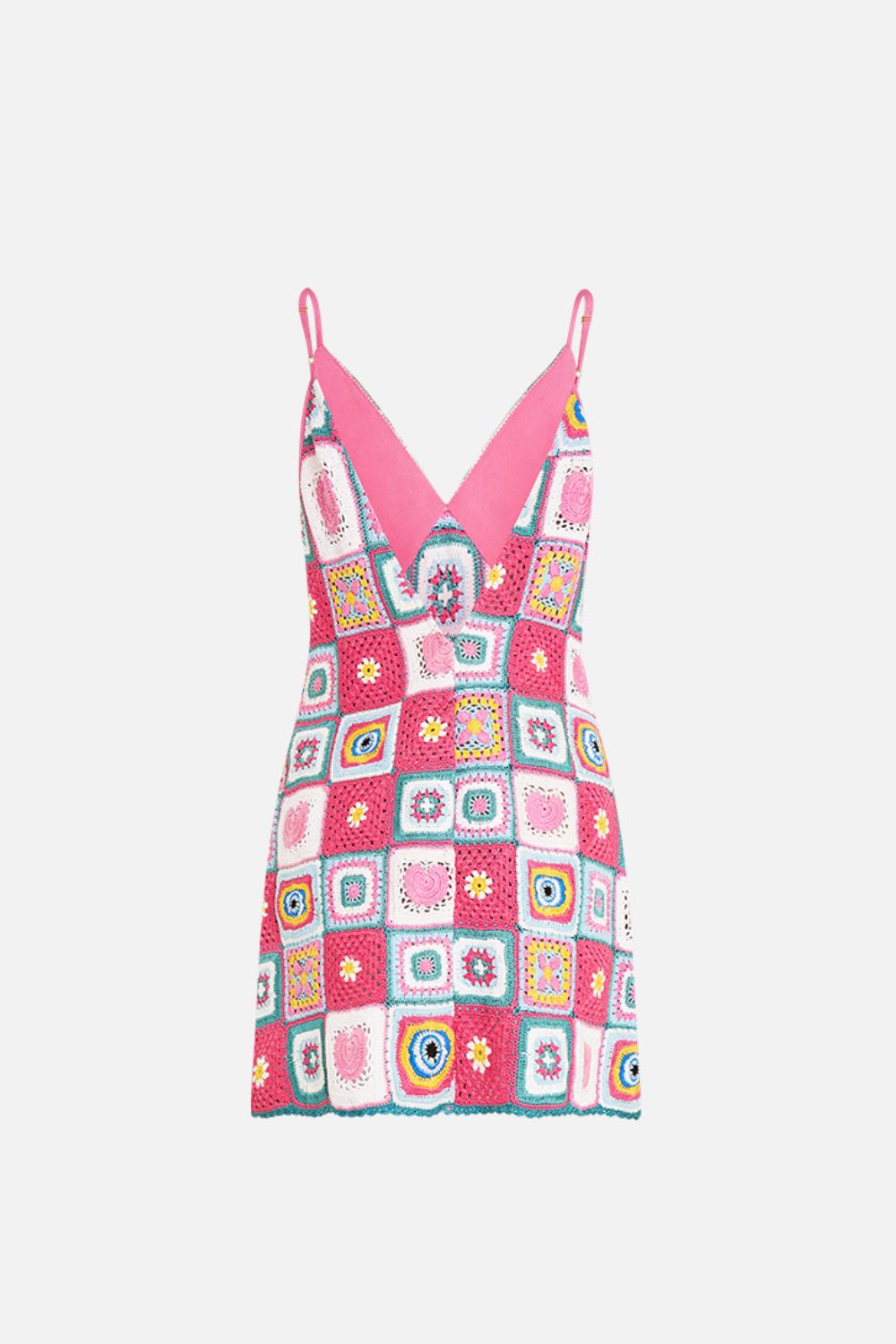 V NECK SHORT LENGTH CROCHET DRESS RAINBOW ROADS