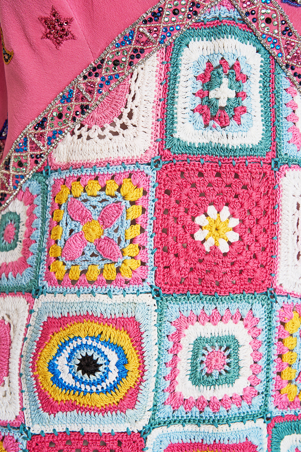 V NECK SHORT LENGTH CROCHET DRESS RAINBOW ROADS