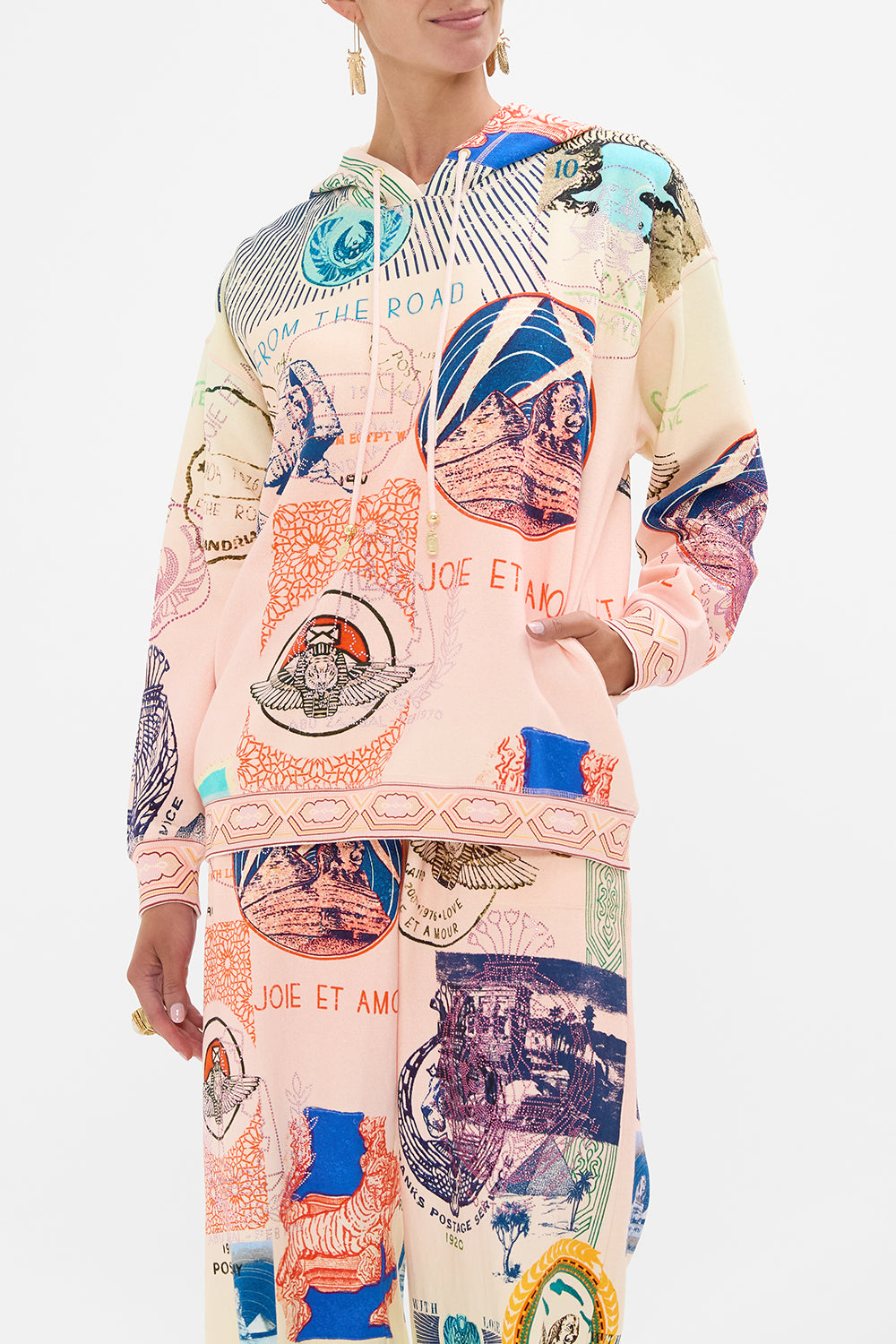 CAMILLA hoodie with pockets in Haute Passport print