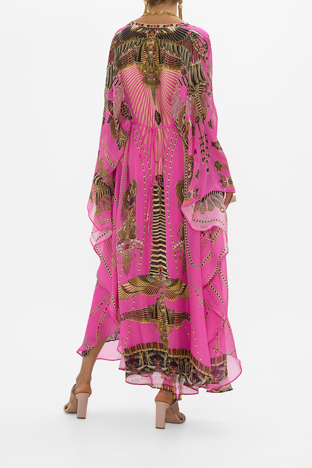 CAMILLA Long Kaftan With Waisted Detail in Song Of The Scarab print. 
