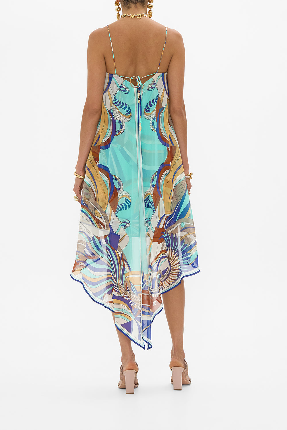 CAMILLA Strapless Overlayer Dress in Oasis Oracle Dress print. 