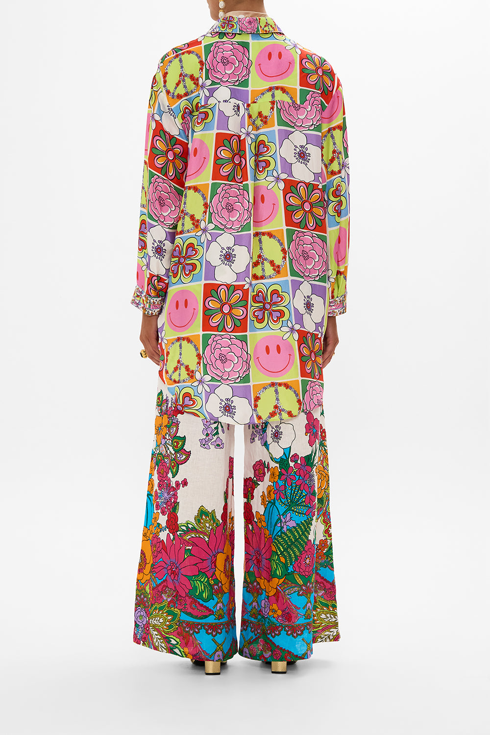 WIDE LEG TROUSER WITH FRONT POCKETS COSMIC PRAIRIE