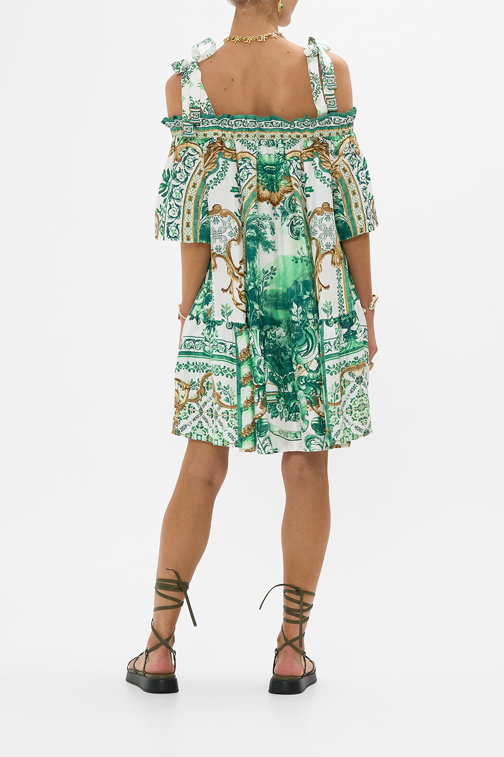 OFF SHOULDER FRILL DRESS WITH STRAPS CORRIDOR OF CALM