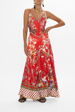 CAMILLA Flared Skirt With Split in Lisboa Luxe print