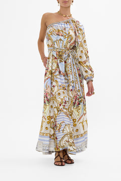 ONE SHOULDER DRESS WITH BLOUSON SLEEVE THRONE GAMES