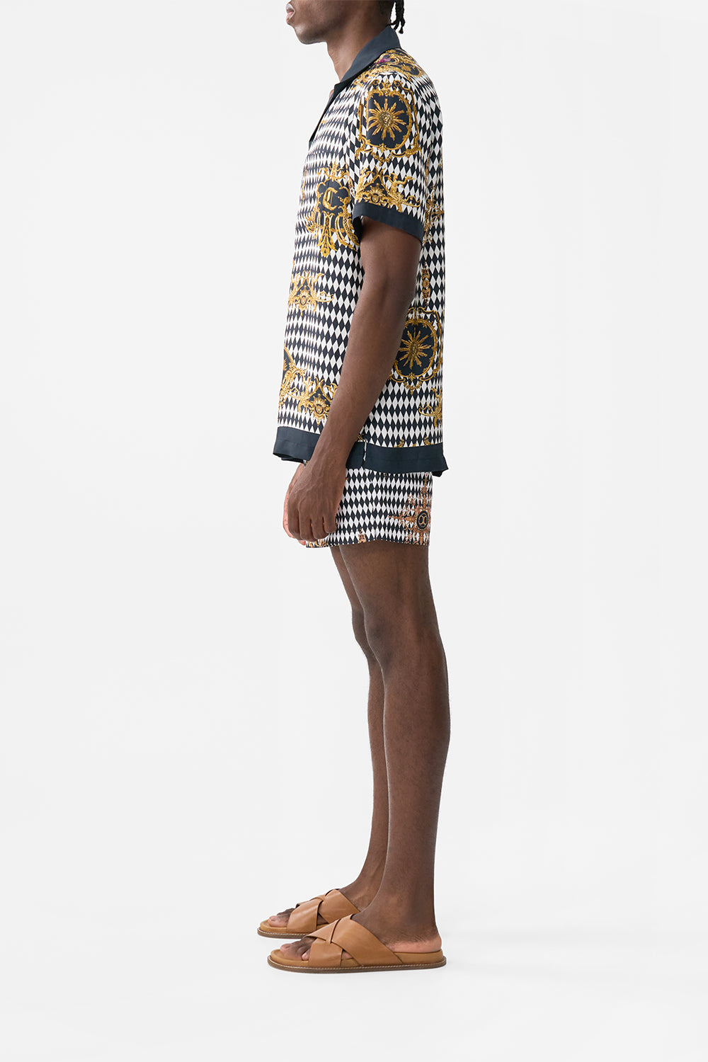 SHORT SLEEVE CAMP COLLARED SHIRT MONARCHY MANIA