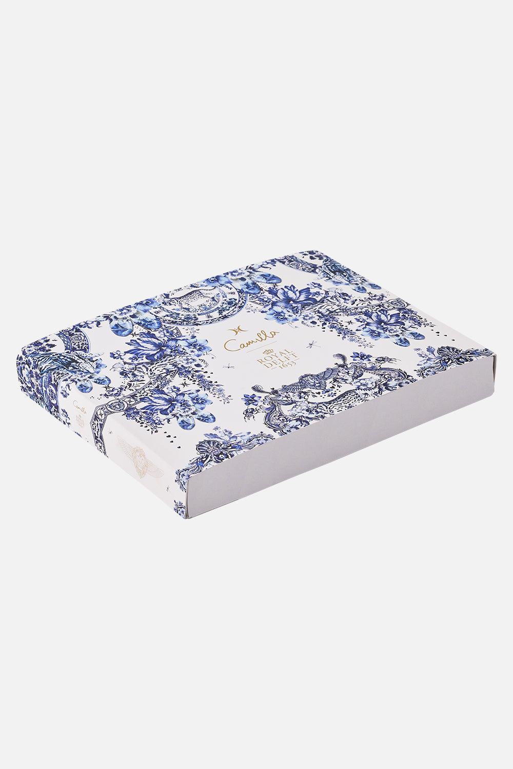 CAMILLA blue and white ceramic wall plate in Glaze and Graze print