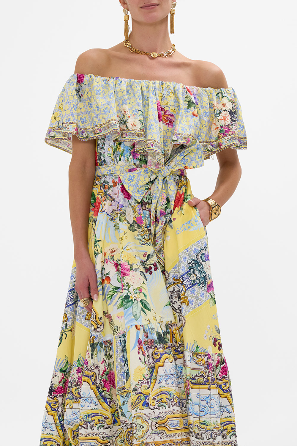 SHOULDER FRILL DRESS FLOR FANTÁSTICA