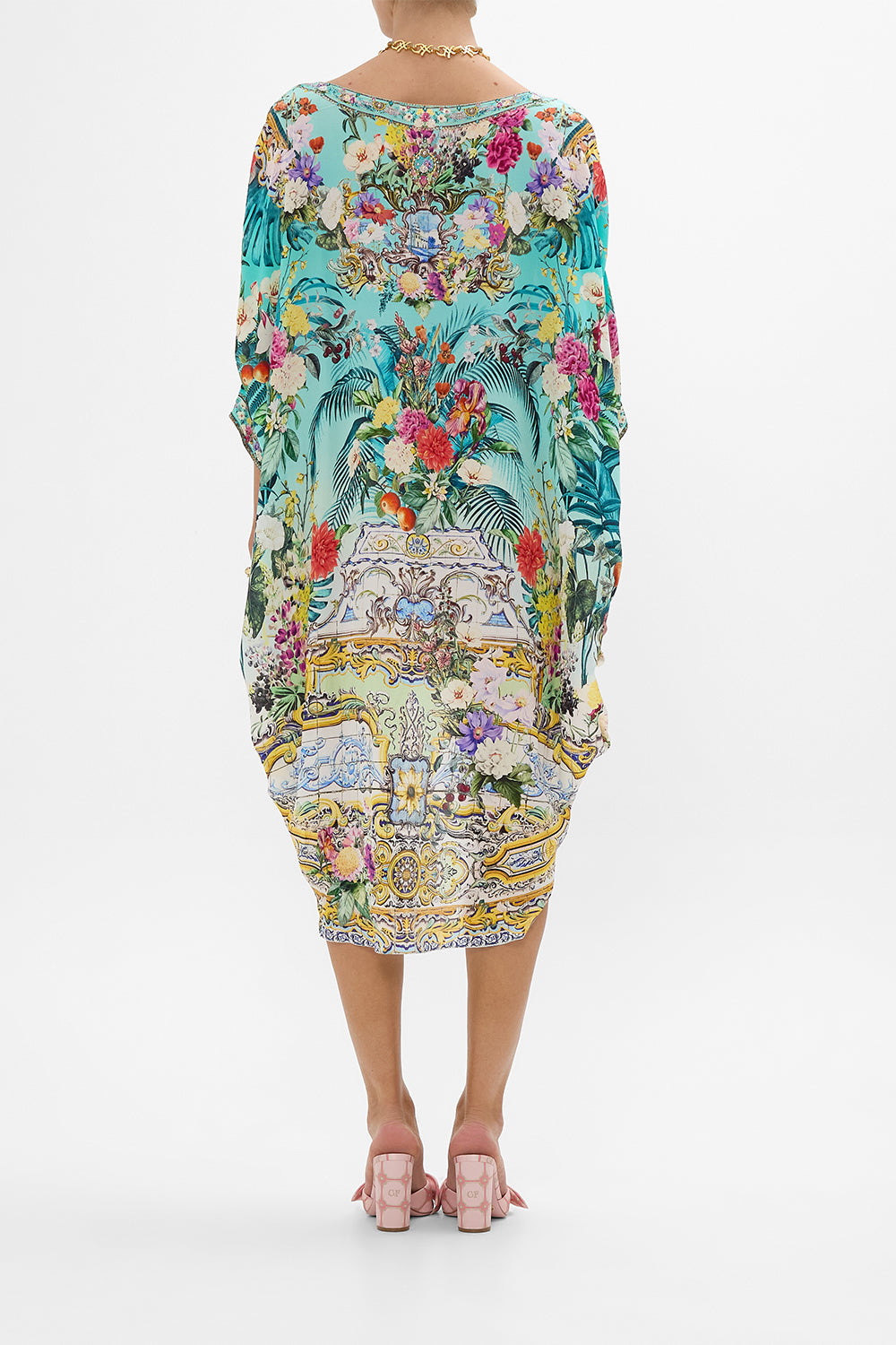 SCOOP BACK HEM DRESS GARDENS OF QUELUZ