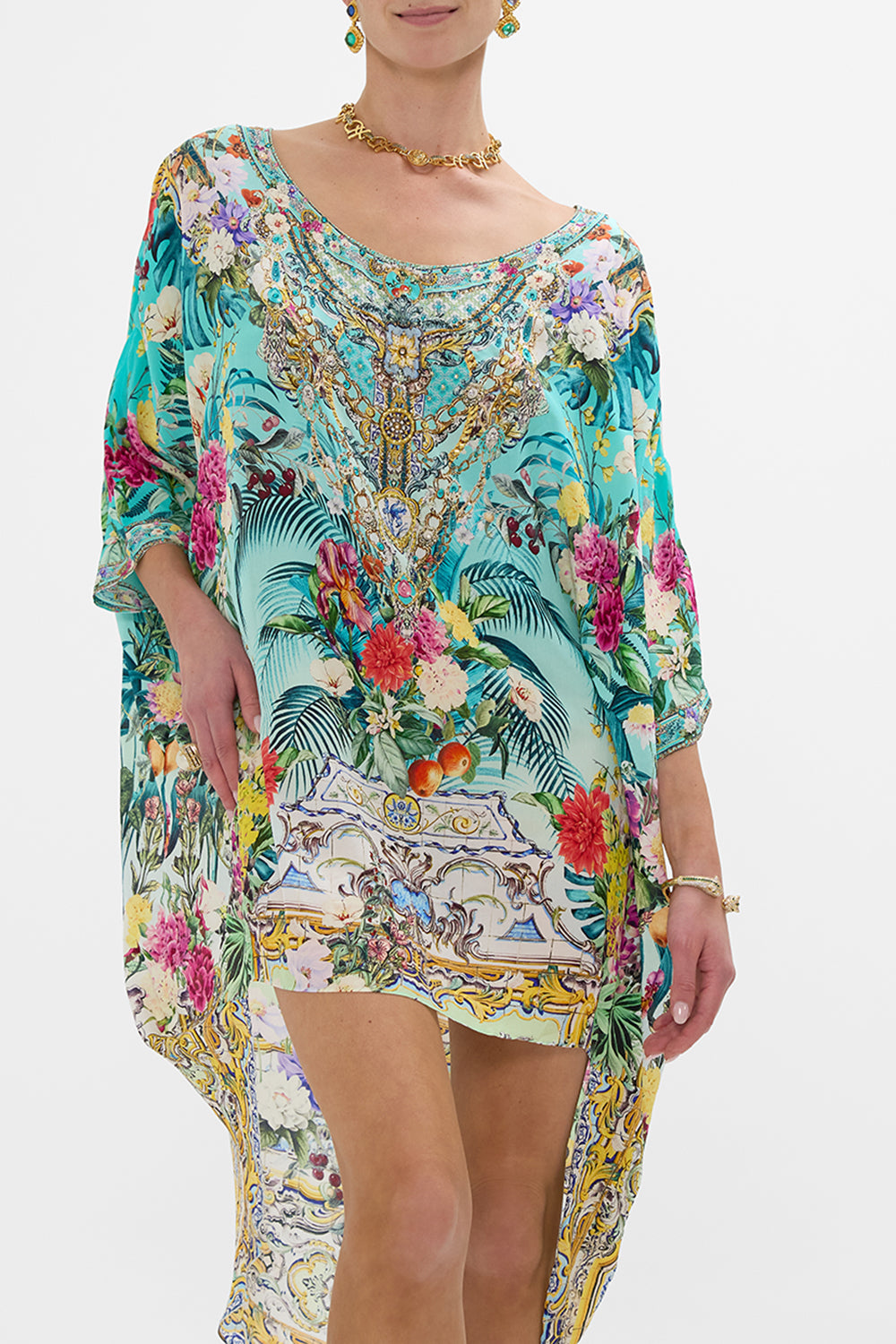 SCOOP BACK HEM DRESS GARDENS OF QUELUZ