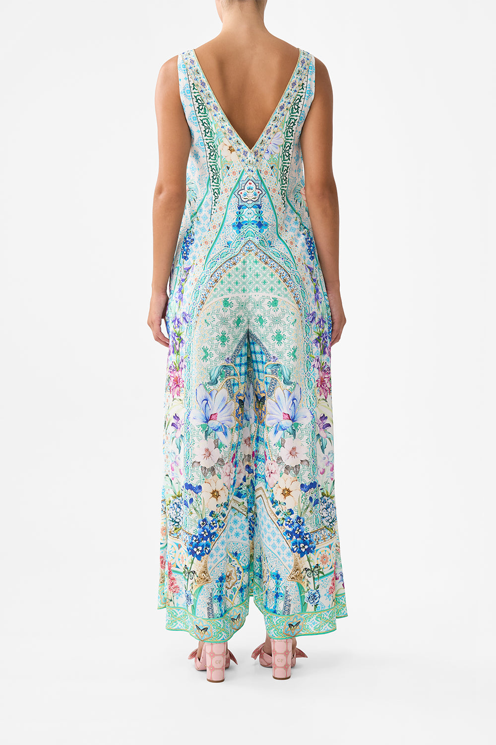 V NECK FLARED JUMPSUIT SUNRISE IN SINTRA