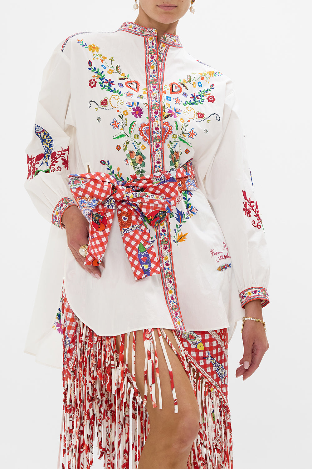 WAIST TIE BUTTON THROUGH SHIRT FAITH, LUCK & JUSTICE