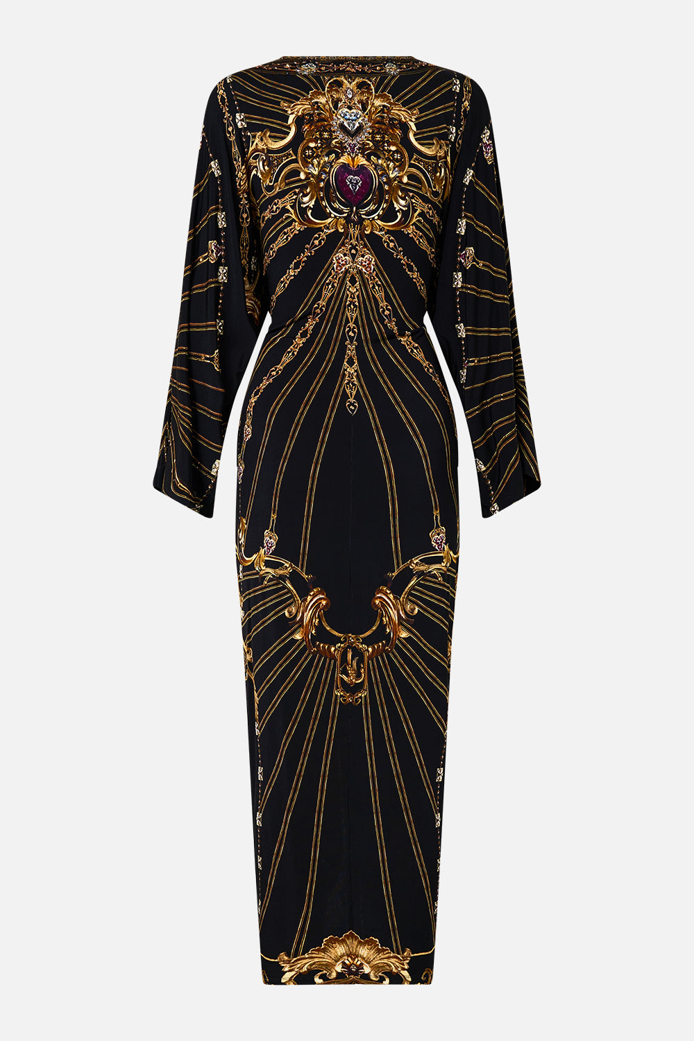 LONG SPLIT FRONT TWIST DRESS BAROQUE AROUND THE CLOCK