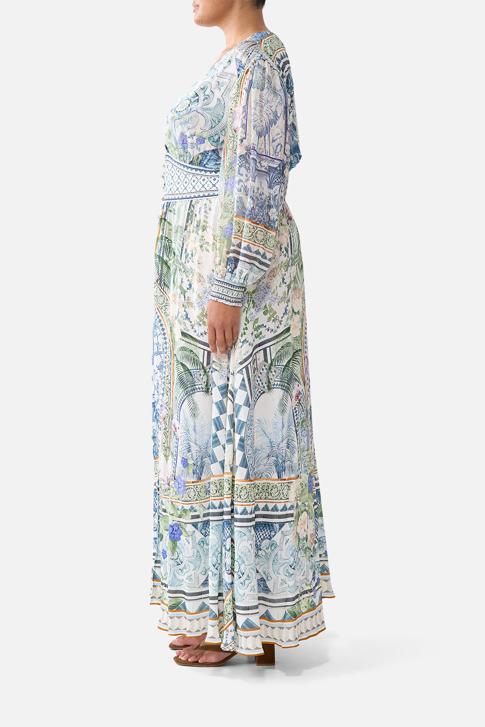 open lace back dress The Jardim Party Button Dress With Shaped Waistband