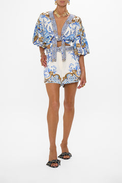 CAMILLA Tuck Front Short in Azul Adventures print