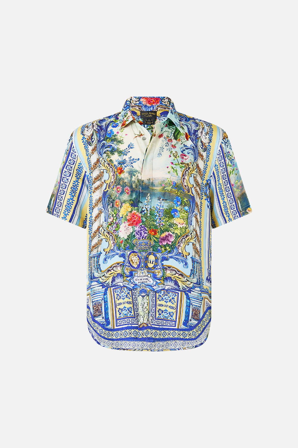 CAMILLA Oversized Button Through Short Sleeve Shirt in Wall To Wall Wonders print