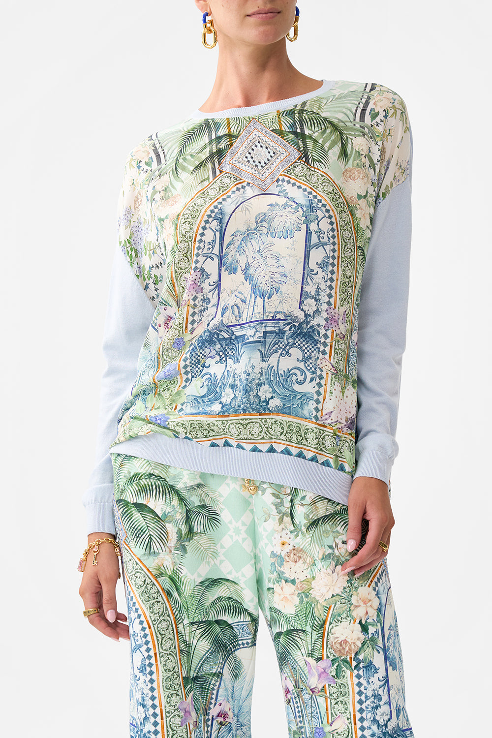 LONG SLEEVE JUMPER WITH PRINT FRONT JARDIM PARTY