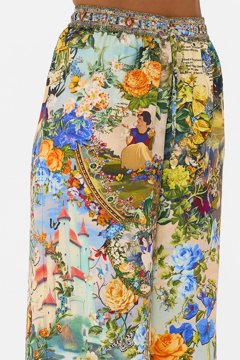 Disney CAMILLA silk pants in The Kindest One Of All print