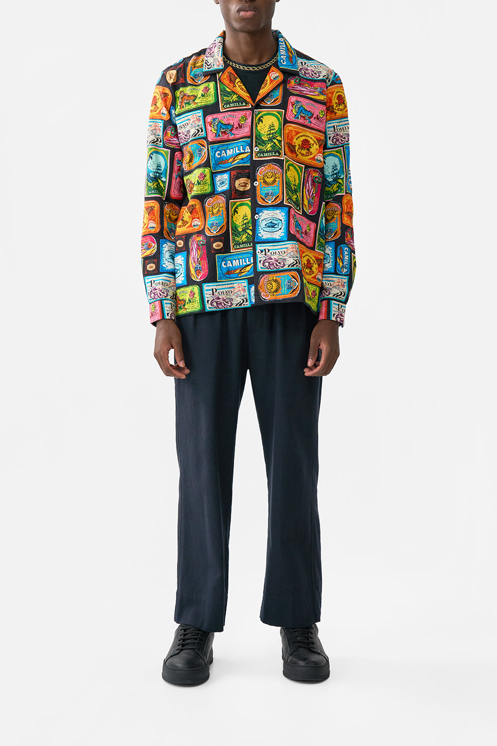 The CAMILLA PATCHWORK LONG SLEEVE CAMP COLLAR SHIRT SAL DO MARSAL DO MAR