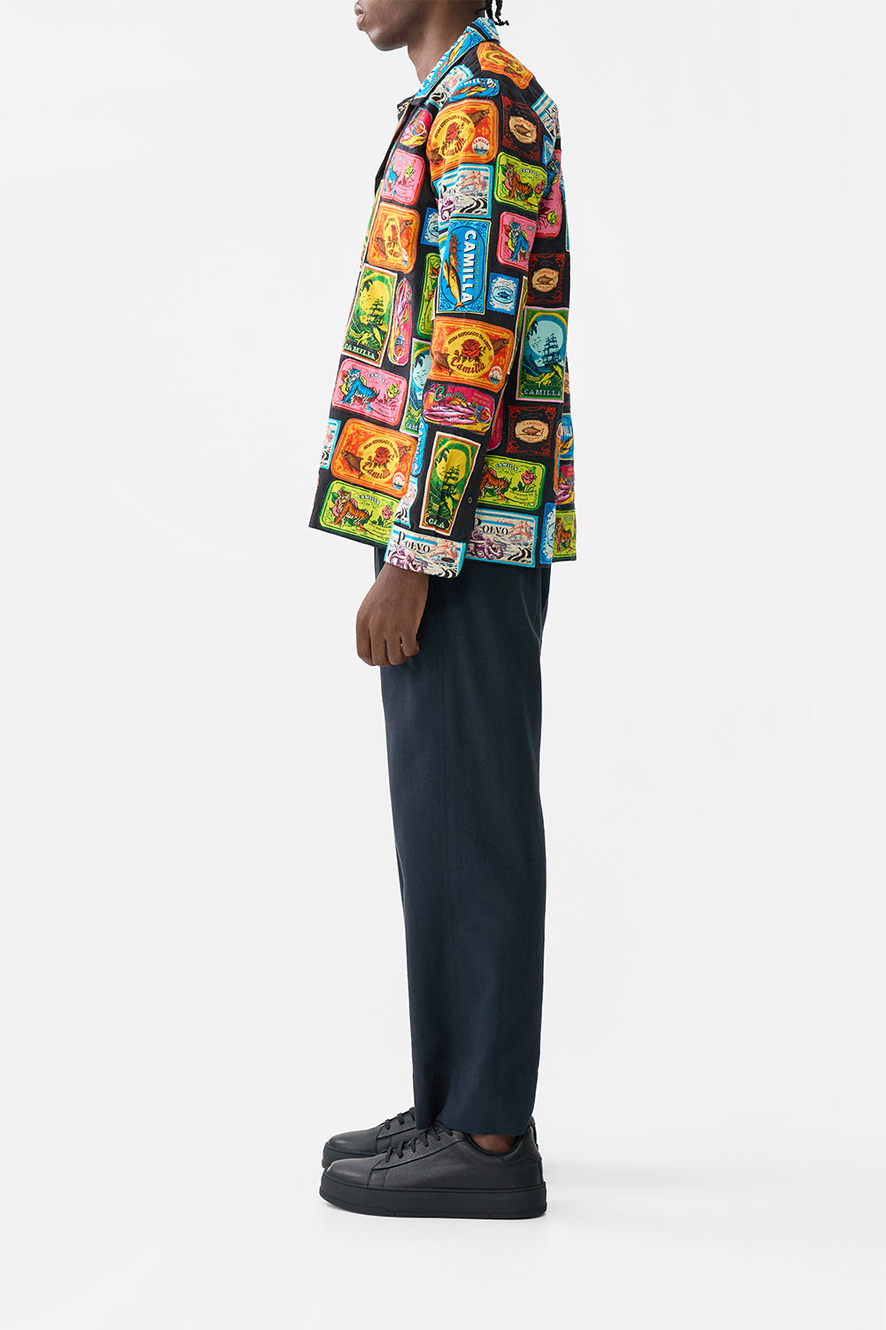 The CAMILLA PATCHWORK LONG SLEEVE CAMP COLLAR SHIRT SAL DO MAR