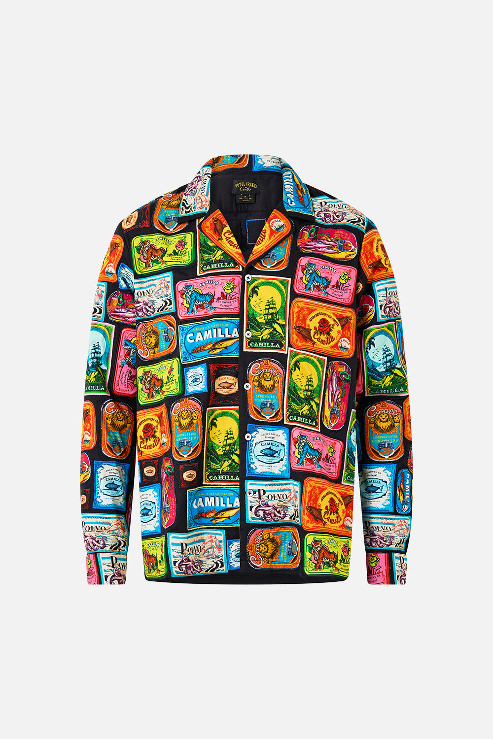 The CAMILLA PATCHWORK LONG SLEEVE CAMP COLLAR SHIRT SAL DO MAR