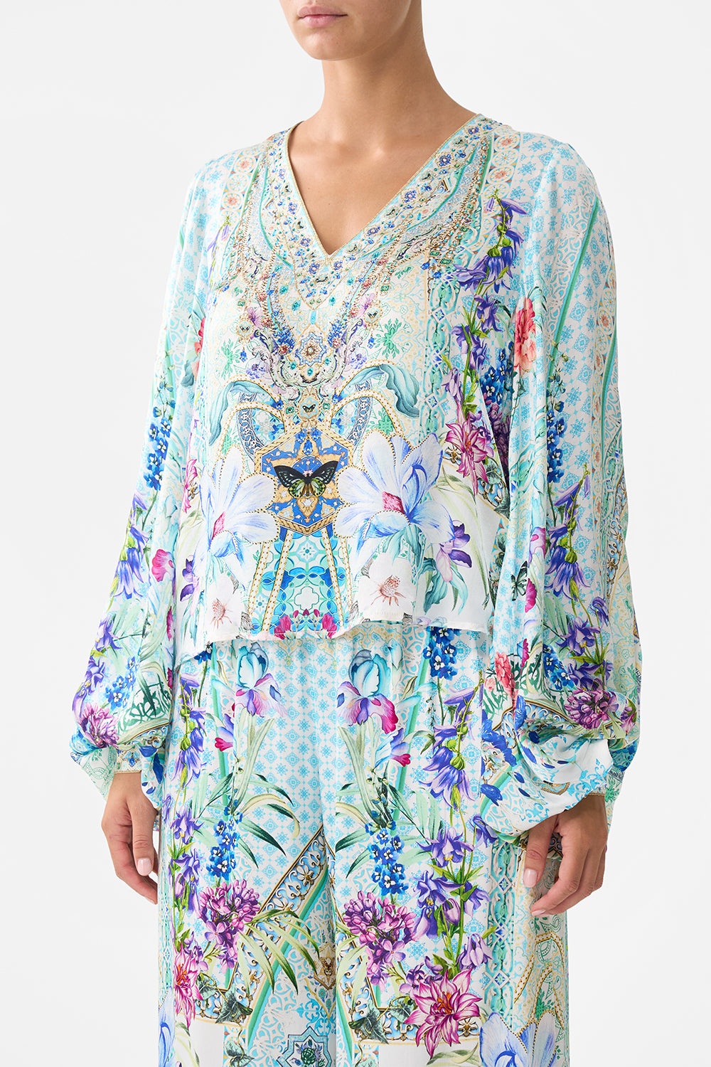 V-NECK BLOUSON SLEEVE BLOUSE SUNRISE IN SINTRA