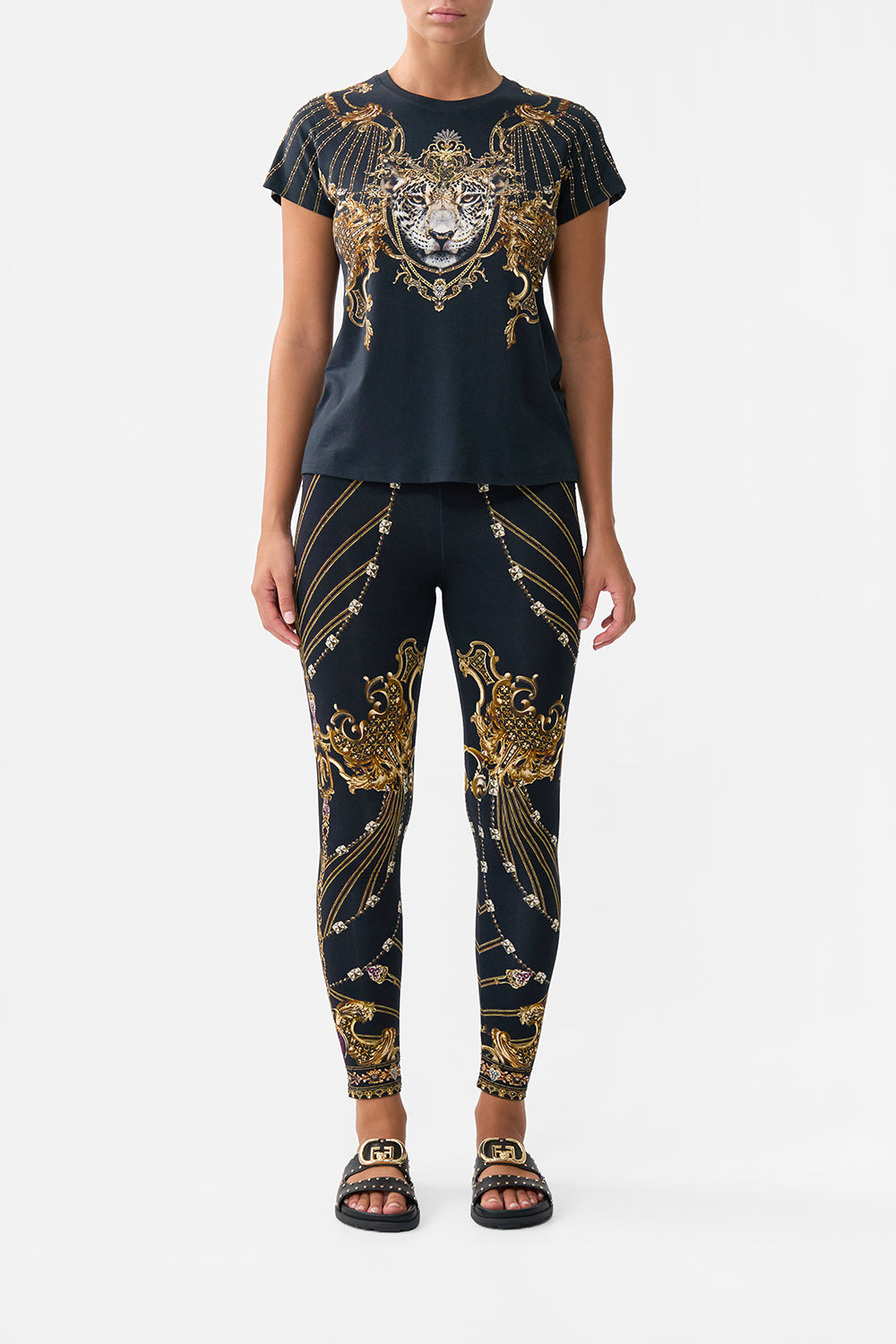 SLIM FIT ROUND NECK T-SHIRT - BLACK BAROQUE AROUND THE CLOCK