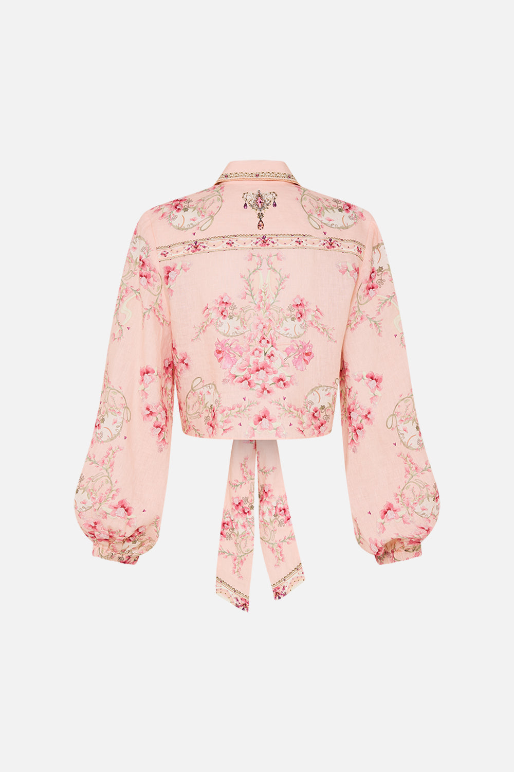 CROPPED WRAP SHIRT BLOSSOMS AND BRUSHSTROKES