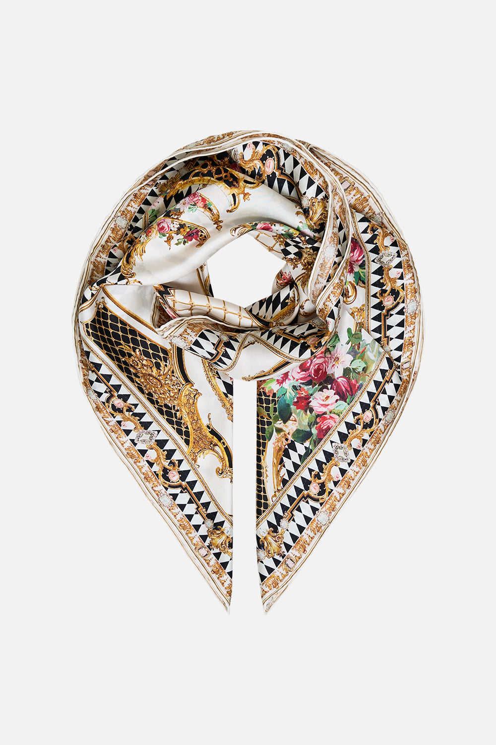 CAMILLA Silk Square Scarf in Rococo Glow print