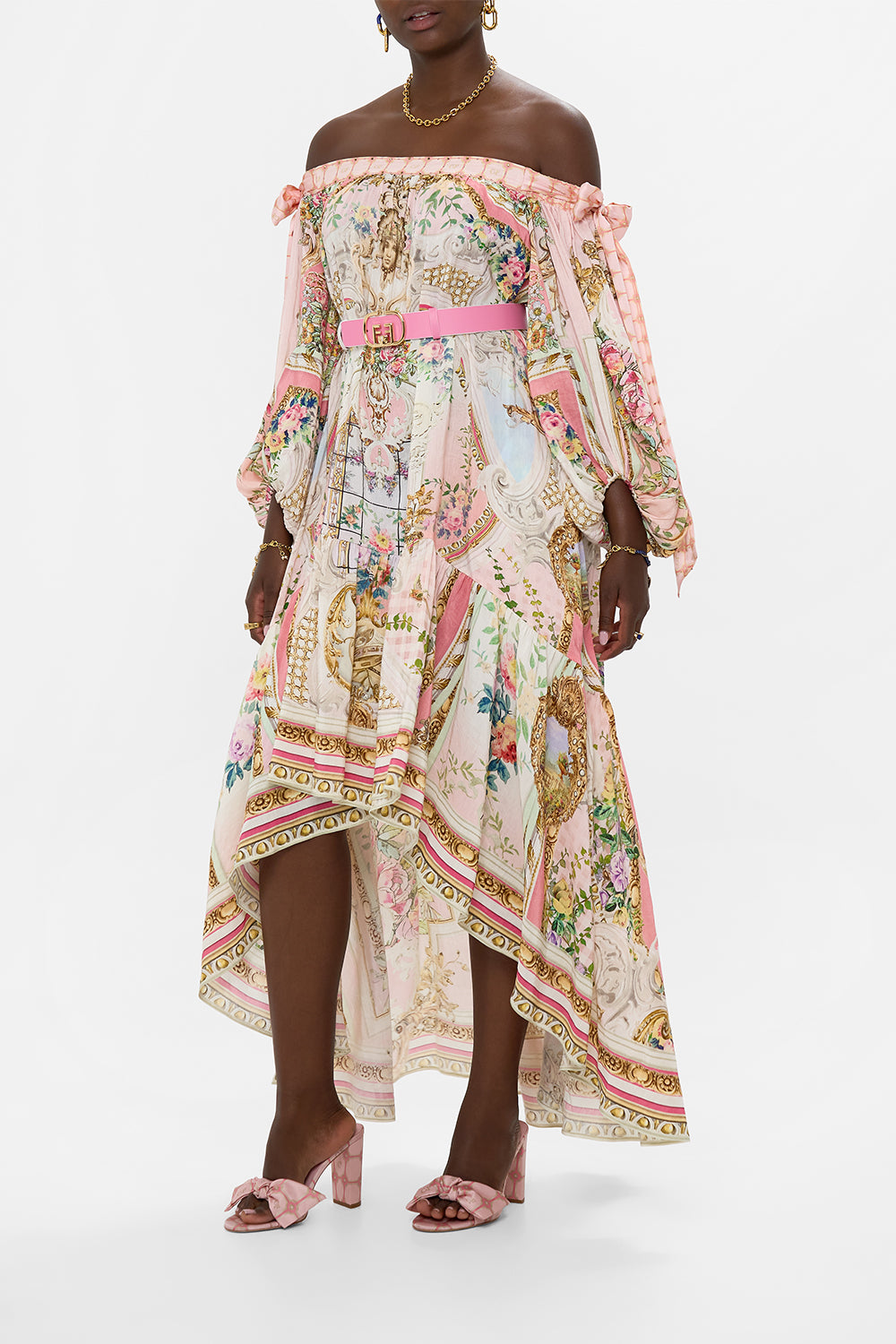 REVERSIBLE MONOGRAM BUCKLE BELT SOLID PINK