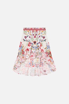 CAMILLA Kids High Low Skirt With Pockets 4-10 in Faith, Luck & Justice print