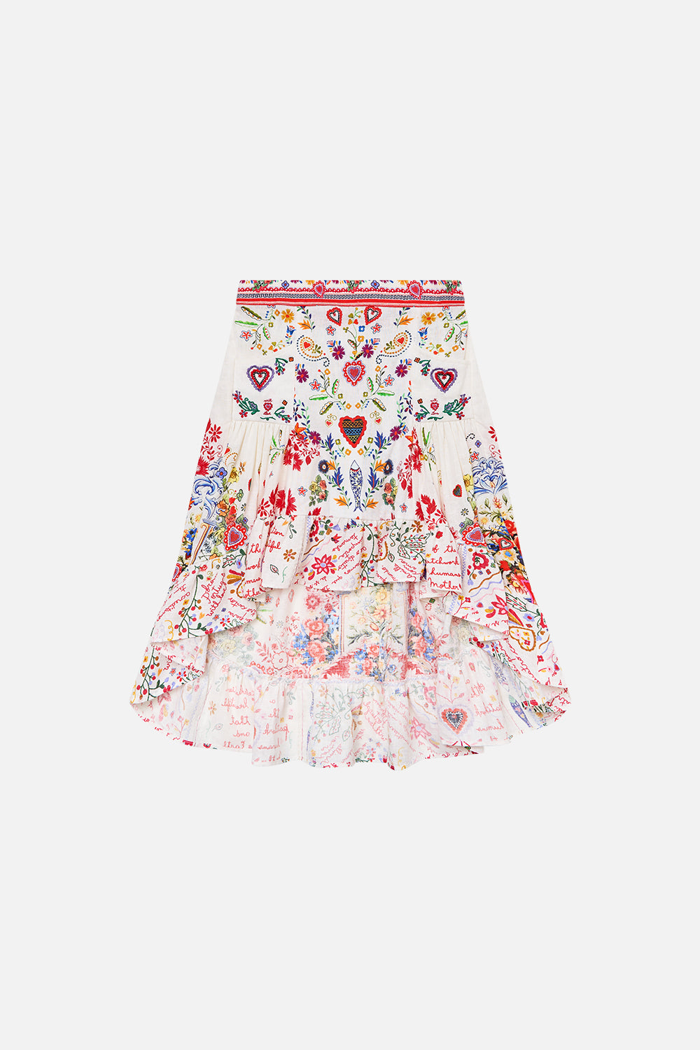 CAMILLA Kids High Low Skirt With Pockets 4-10 in Faith, Luck & Justice print