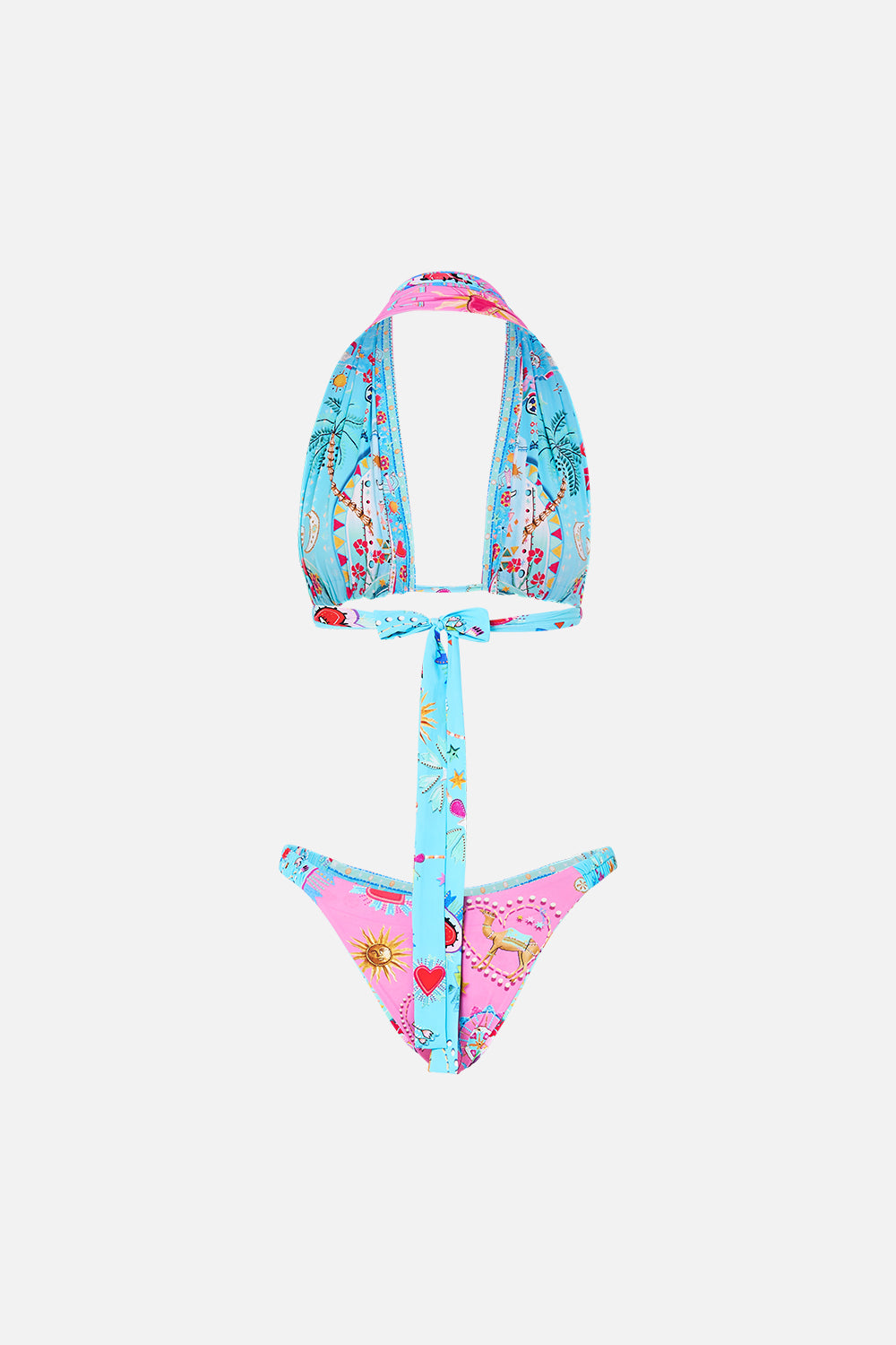 REVERSIBLE HALTER BIKINI A PAINTED VILLAGE